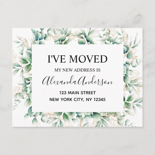 Begroting Moving Announge Eucalyptus Greenery Briefkaart (Voorkant)