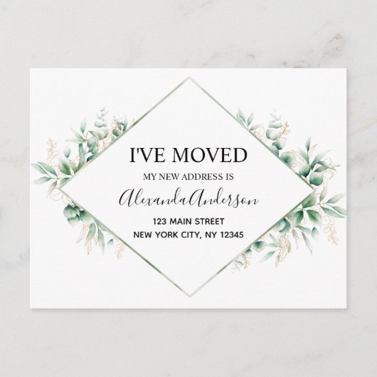 Begroting Moving Announge Eucalyptus Greenery Briefkaart (Voorkant)