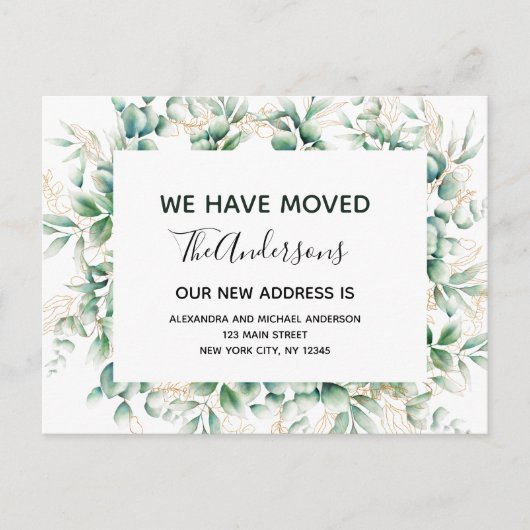 Begroting Moving Announge Eucalyptus Greenery Briefkaart (Voorkant)
