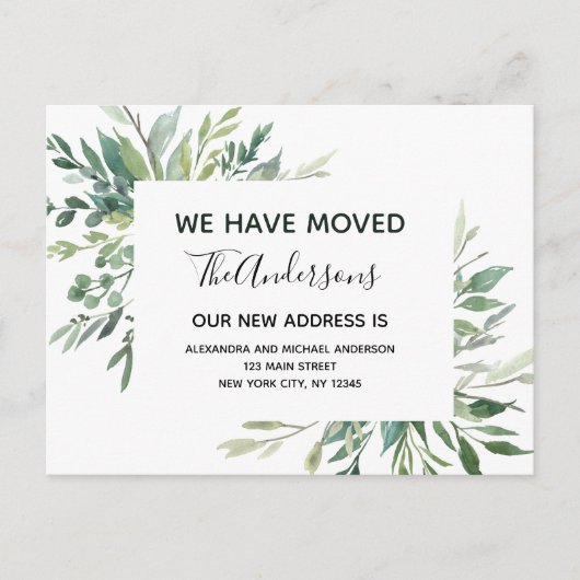 Begroting Moving Announge Eucalyptus Greenery Briefkaart (Voorkant)