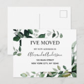 Begroting Moving Announge Eucalyptus Greenery Briefkaart (Voorkant / Achterkant)