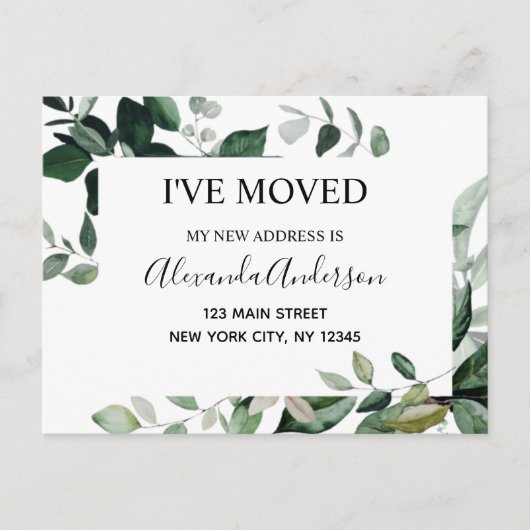 Begroting Moving Announge Eucalyptus Greenery Briefkaart (Voorkant)