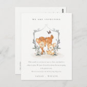 Begroting Mum Deer Fawn Flora Crest Baby Briefkaart (Voorkant / Achterkant)