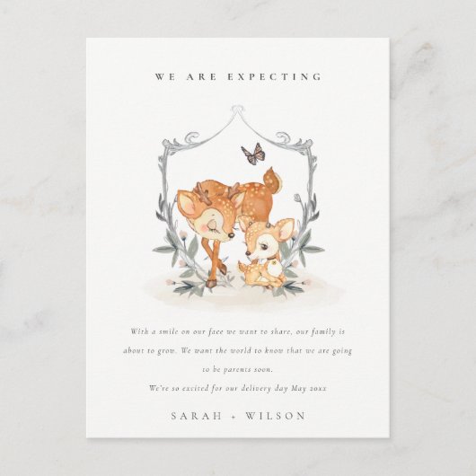 Begroting Mum Deer Fawn Flora Crest Baby Briefkaart (Voorkant)