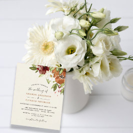 Begroting najaar Floral Oranje huwelijksuitnodigin