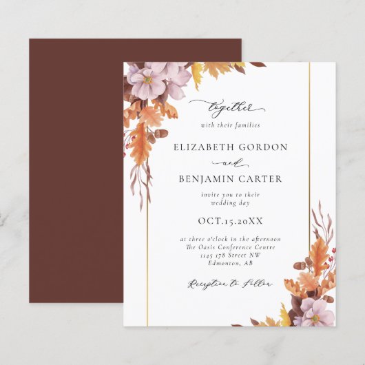 Begroting najaar Herfst Floral Wedding Elegant Fol (Voorkant / Achterkant)