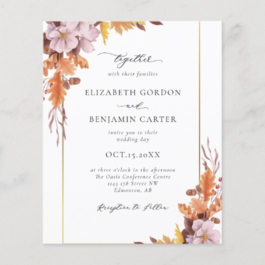 Begroting najaar Herfst Floral Wedding Elegant Fol (Voorkant)