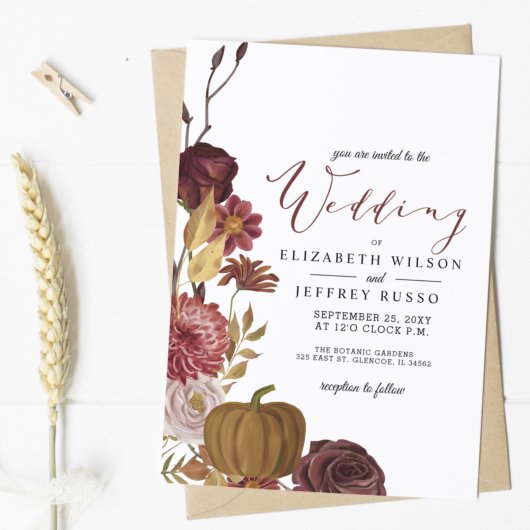 Begroting najaar Herfst Pumpkin Wedding Invitartio