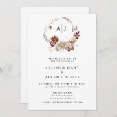 Begroting najaar monogram bruiloft kaart (Voorkant / Achterkant)