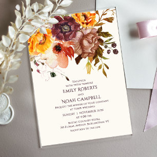 Begroting najaar Rustic Plum Oranje Floral Wedding Acryl Uitnodigingen