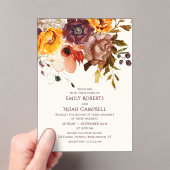 Begroting najaar Rustic Plum Oranje Floral Wedding Acryl Uitnodigingen (Insitu (Draagbaar))