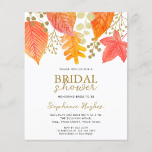 Begroting najaar verlaten Bridal Shower-uitnodigin