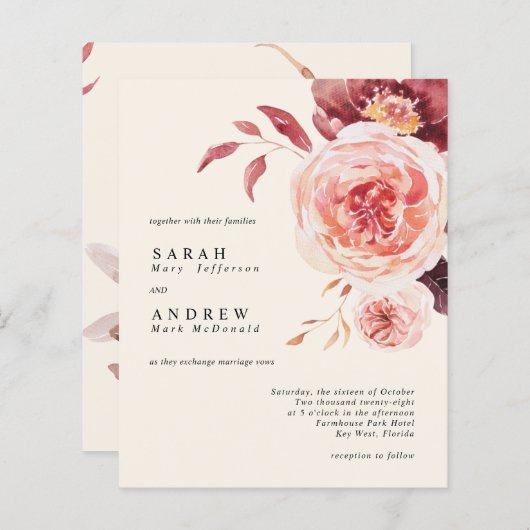 Begroting najaar Waterverf Floral Weddenschap (Voorkant / Achterkant)