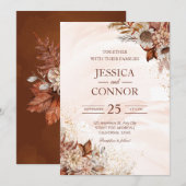 Begroting najaar Waterverf Floral Wedding Kaart (Voorkant / Achterkant)