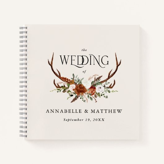 Begroting natuurlĳke florale bruiloft gastenboek r notitieboek (Voorkant)