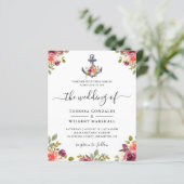 Begroting Nautical Anchor Floral Wedding Invitatio (Staand voorkant)