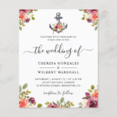 Begroting Nautical Anchor Floral Wedding Invitatio (Voorkant)