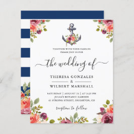 Begroting Nautical Anchor Floral Wedding Invitatio