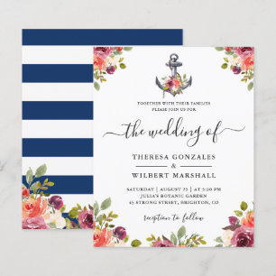 Begroting Nautical Anchor Floral Wedding Invitatio