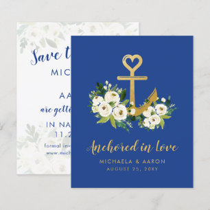 Begroting Nautical Wedding Save the Date Heart Anc