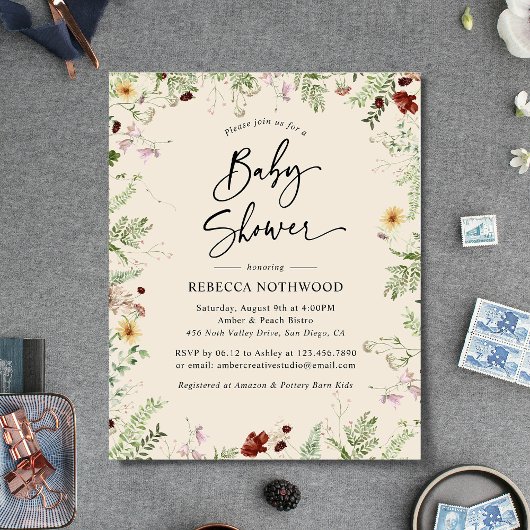 Begroting Neutral Boho Baby shower Uitnodiging