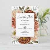 Begroting Neutral Boho terracotta Save the Date Kaart (Staand voorkant)