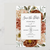 Begroting Neutral Boho terracotta Save the Date Kaart (Voorkant / Achterkant)