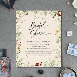 Begroting Neutrale Florals Bridal Shower Invitatio