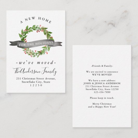 Begroting - nieuw thuisadres met creditcard voor v notitiekaartje (Voorkant / Achterkant)