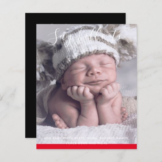 BEGROTING Nieuwe babyFOTO-aankondiging Aangepast (Voorkant / Achterkant)