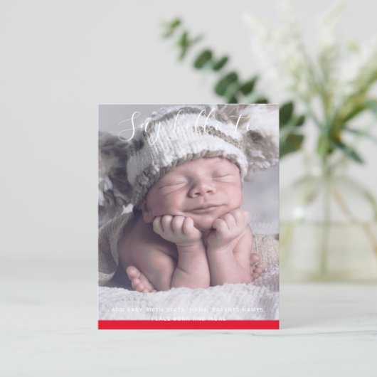 BEGROTING Nieuwe babyFOTO-aankondiging Aangepast (Staand voorkant)