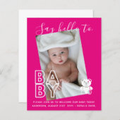 BEGROTING Nieuwe babyFOTO-kaarten - Modern Fun Gir (Voorkant / Achterkant)