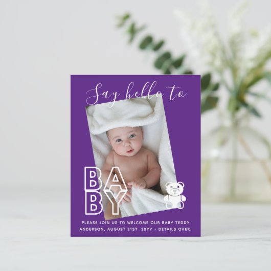 BEGROTING Nieuwe babyFOTO-kaarten - Modern Fun Gir (Staand voorkant)