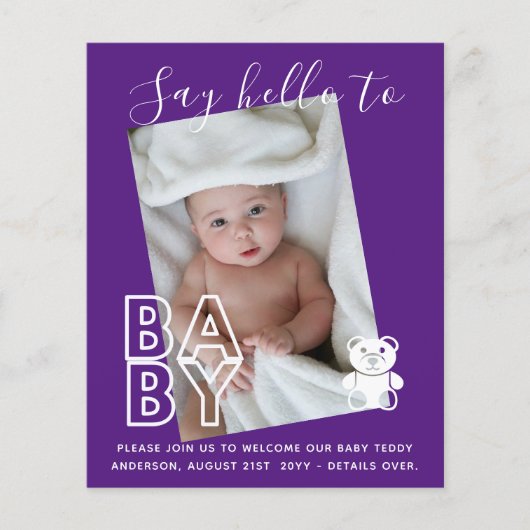 BEGROTING Nieuwe babyFOTO-kaarten - Modern Fun Gir (Voorkant)