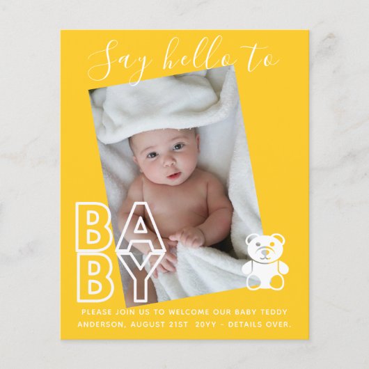 BEGROTING Nieuwe babyFOTO-kaarten - Modern Fun Gir (Voorkant)