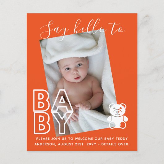 BEGROTING Nieuwe babyFOTO-kaarten - Modern Fun Gir (Voorkant)