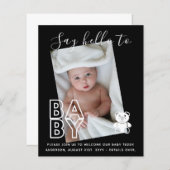 BEGROTING Nieuwe babyFOTO-kaarten - Modern Fun Gir (Voorkant / Achterkant)