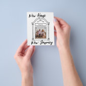 Begroting nieuwe foto's met bewegende aankondiging flyer (Hand)