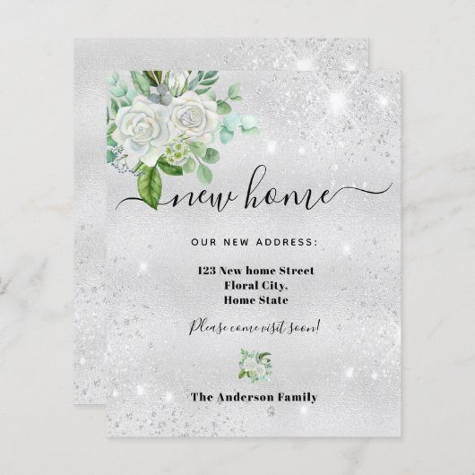 Begroting nieuwe thuisadres zilverkleurige mededel (Voorkant / Achterkant)