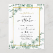 BEGROTING NIKAH WALIMAH Eucalyptus GOLD QR CODE Flyer (Voorkant)