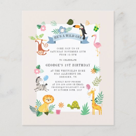 Begroting Oerwoud dieren 1e uitnodiging (Voorkant)