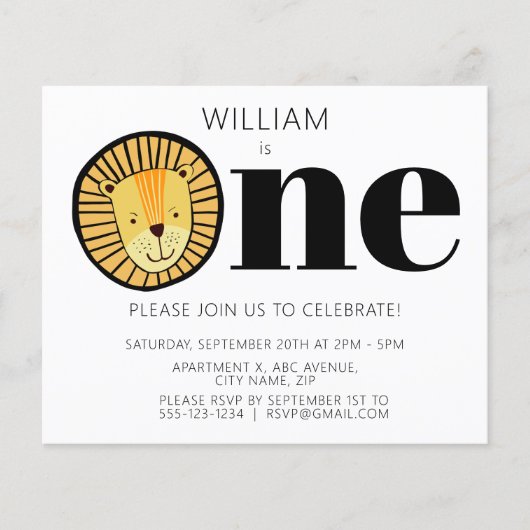 Begroting Oerwoud Lion Boys First Birthday (Voorkant)