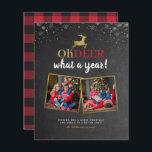Begroting Oh Deer Tartan Chalkboard 2 Foto Holiday<br><div class="desc">Deze feestelijke fotokaart is perfect voor elke familie die een leuke maar moderne kerstfotokaart wil sturen. Dit ontwerp is voorzien van "Oh hert, wat een jaar!" in een combinatie van modern schrift en handgeschreven script met een rendier bovenaan in een faux gouden folie script, geplaatst boven op een chroalkboardachtergrond met...</div>