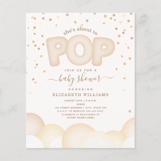 Begroting ongeveer aan de Uitnodiging van het Baby (Voorkant)