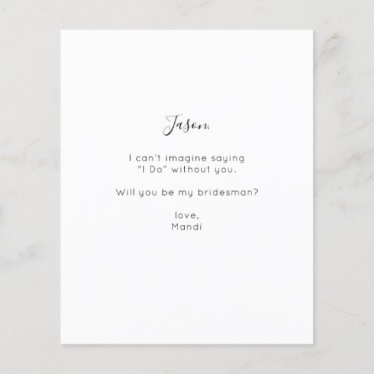 Begroting Onmiddellijke foto Mijn Bridesman-voorst (Achterkant)