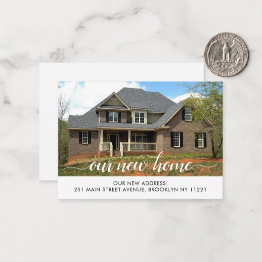 Begroting Onze nieuwe thuiswijziging van adresfoto Notitiekaartje (Voorkant / Achterkant in situ)