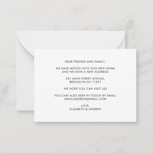 Begroting Onze nieuwe thuiswijziging van adresfoto Notitiekaartje (Achterkant)