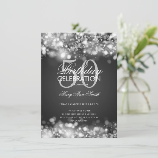 Begroting op jaardag voor legante zilververlichtin kaart (Staand voorkant)