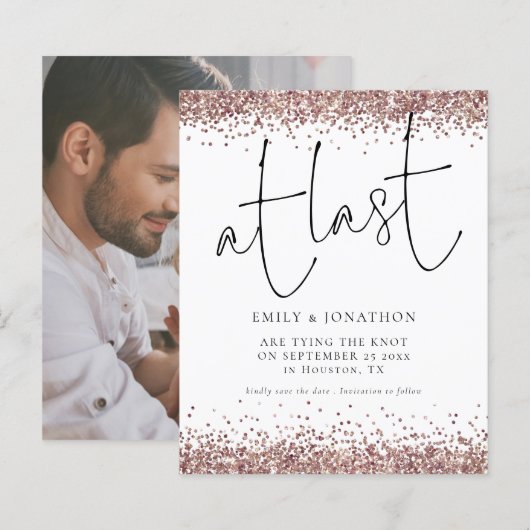 Begroting op laatste Roos Gold Glitter Photo Save  (Voorkant / Achterkant)