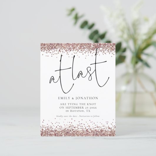 Begroting op laatste Roos Gold Glitter Photo Save  (Staand voorkant)